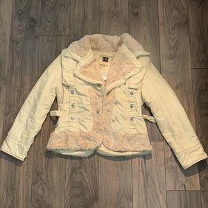 Yellow Dior Faux Fur Jacket